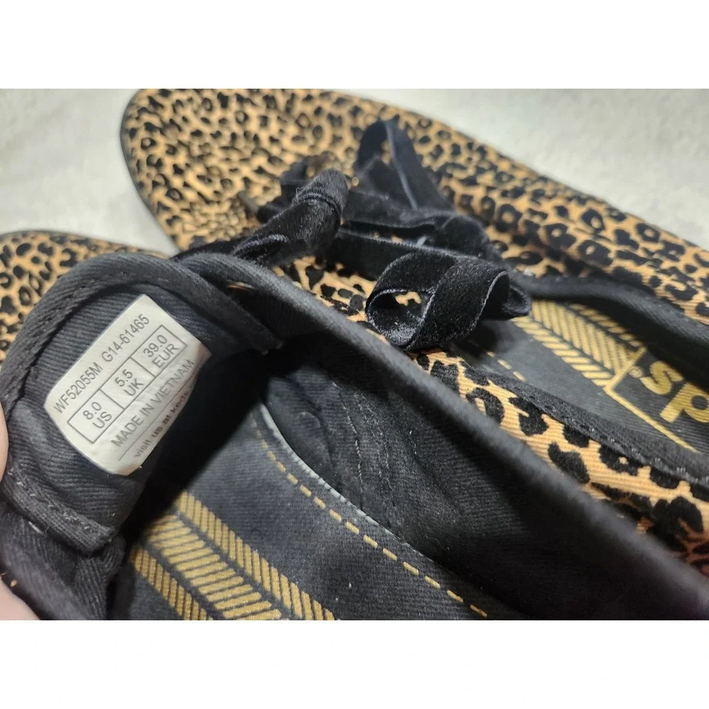 Keds Women's Leopard Print Sneakers Size 8 Black Velvet Laces Animal Pattern